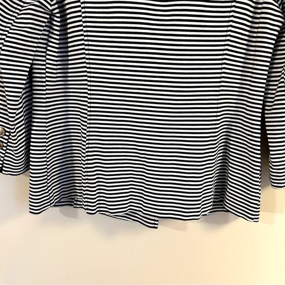 CAbi Navy/White Striped 3/4-Sleeve Double Breasted Blazer Jacket Size Medium - Picture 10 of 13